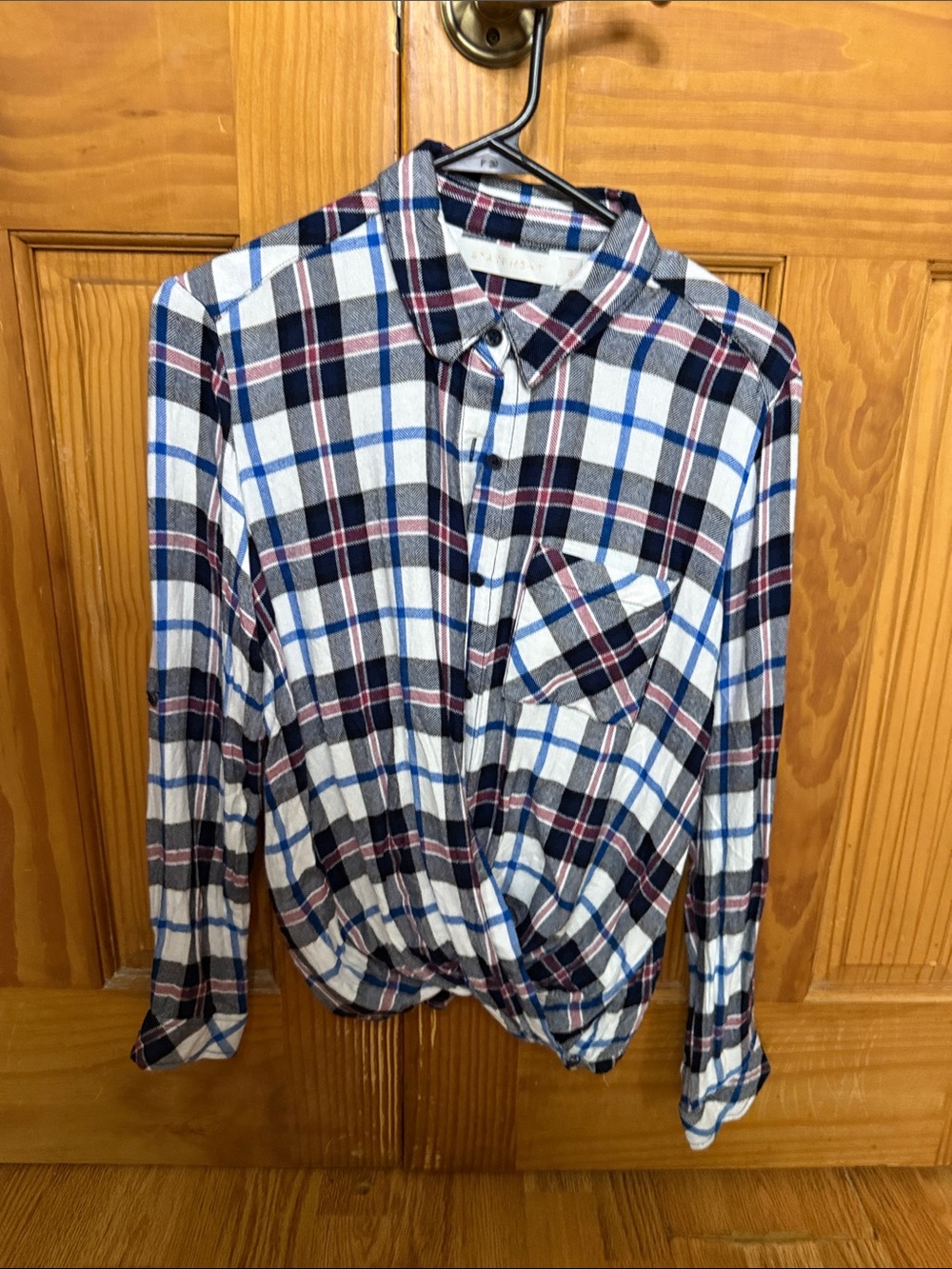 STATE Plaid Button-Down Shirt in White, Blue & Black